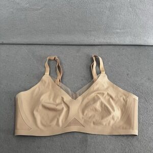 Honeylove Crossover Wire-Free Bra Size L Sand Nude‎ Unlined Mesh Comfort NO PADS